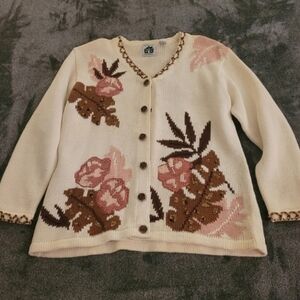 VINTAGE  Storybook Knits Hidden Leopard Cardigan size L